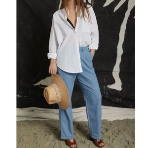 NWT Brixton Women’s chambray pleated wide leg Victory Trouser Pant Size 27 NEW